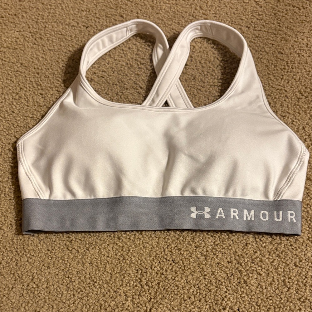Under Armour Women's Cream and Gray Sports Bra